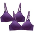thumbnail image 2 of Elainilye Fashion Wireless Bra for Women 2pcs Bra Soild Wire Free Underwear Everyday Bras Small Cup Underwear,Purple, 2 of 6