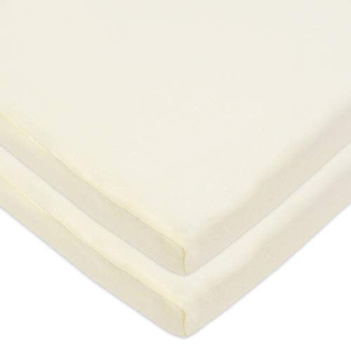 American Baby Company 15" x 33" Fitted Bassinet Sheet, 100% Natural Cotton Jersey Knit, Cream, Soft Breathable, Pack of 2