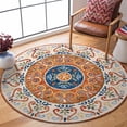 thumbnail image 3 of 4â€™ Round Orange Traditional Medallion Area Rug, 3 of 8
