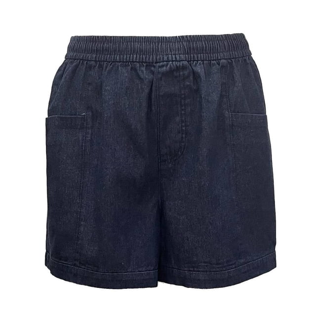 Bermuda George Para mujer, con bolsillos en costado elástico en cintura corte plus Azul Talla 1EG