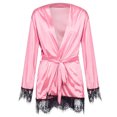 thumbnail image 3 of Puntoco Plus Size Nightdress Clearance,Women Satin Nightdress Silk Lace Lingerie Nightgown Sleepwear Robe Pink M(M), 3 of 5