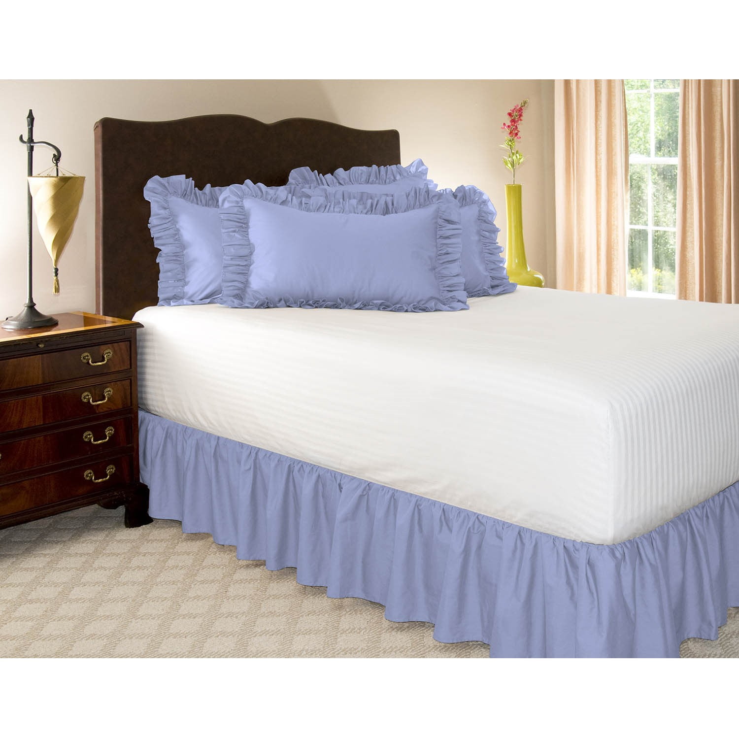 Harmony Lane Cal King Size Ruffled Bed Skirt, 18 Inch Drop Dust Ruffle ...