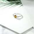 thumbnail image 4 of Gem Stone King 10K White Gold Yellow Citrine White Created Sapphire and White Diamond Accent 3-Stone Engagement Ring for Women (0.85 Cttw, Round 6MM, Gemstone November Birthstone, Size 5.5), 4 of 5