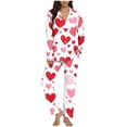 thumbnail image 7 of Jamicy Womens Loungewear Valentine's Day Silky Pajamas Floral Print Satin Pajama Set Long Sleeve Button Up Soft Sleepwear Cute Pj Sets, 7 of 7