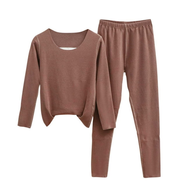 RXMEKW Pyjamas d'Été pour Femmes, Ensemble de Pyjama d'Hiver Chaud à Manches Longues et Couleur Unie pour Femmes
