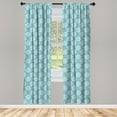 thumbnail image 2 of Ambesonne Floral 4-Panel Curtains, Damask Lace Look Flowers Art, 56"x95", Deep Sky Blue Eggshell, 2 of 4