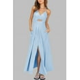 thumbnail image 4 of FreshPretty Women Summer Spaghetti Strap Dress Sleeveless V Neck Cutout Slit Casual Beach Party Maxi Dresses with Pockets, 4 of 7