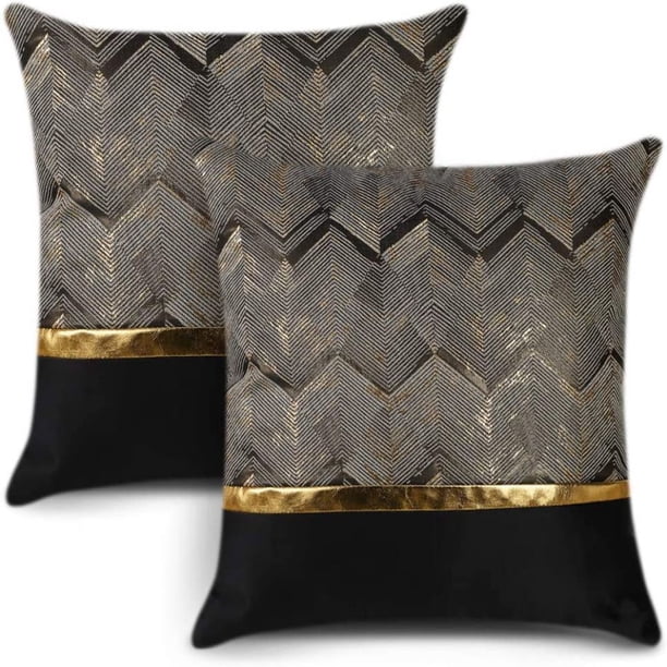 Almohada decorativa moderna de terciopelo de grado A, diseño de cremallera invisible resistente a las manchas para sofá o dormitorio, juego de fundas de almohada de terciopelo de lujo (2 piezas)