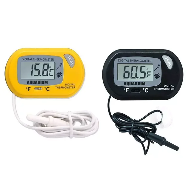 2 pcs Digital LCD Fish Tank Aquarium Marine Water Thermometer Temperature Black、Yellow