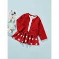 thumbnail image 4 of Xingqing Saint-Valentin Bébé Filles Robe Imprimée Cœur + Cardigan à Manches Longues Manteaux Ensemble 2 Pcs Rouge 4-5 Ans, 4 of 8
