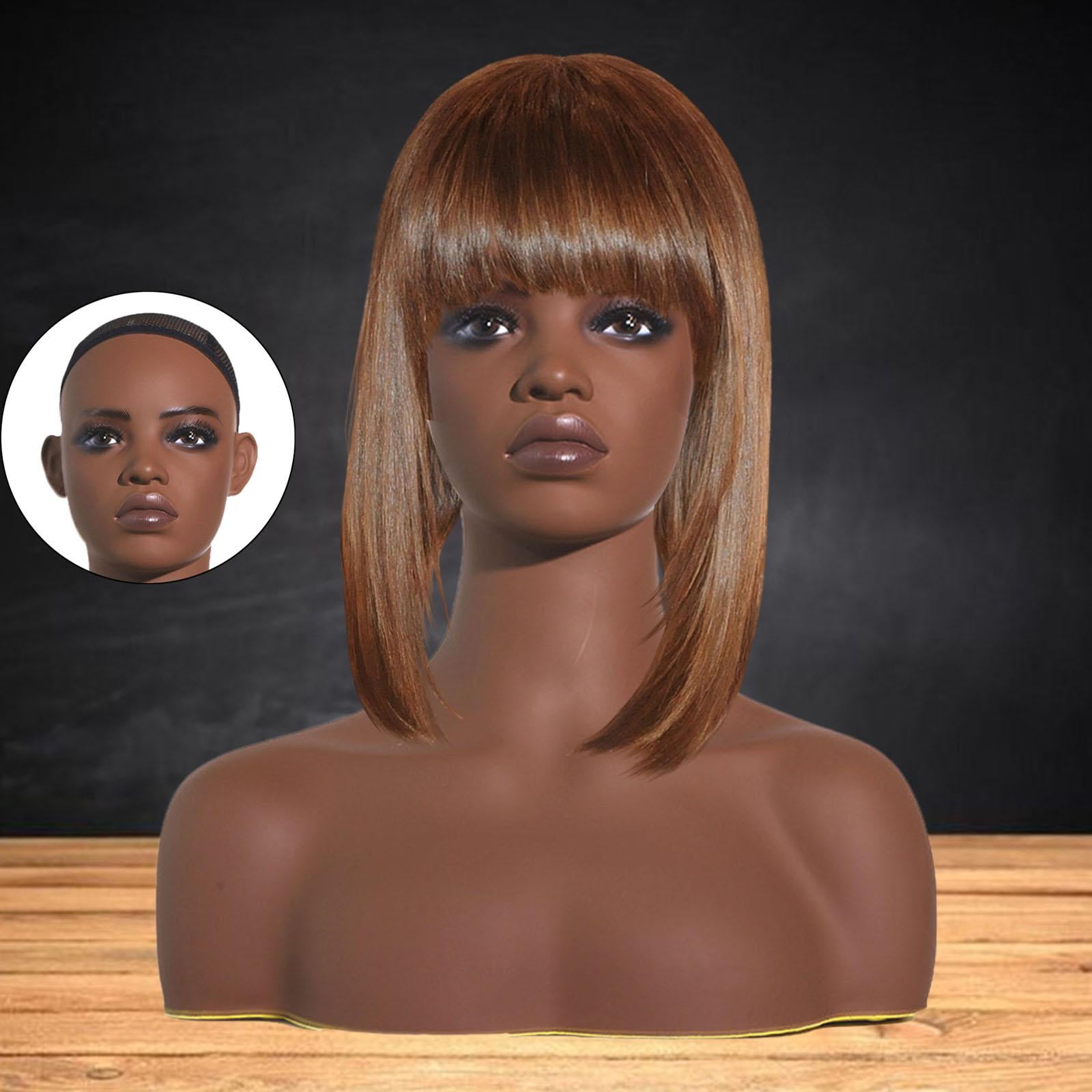 FITYLE Realistic Female Mannequin Head Hat Display Stand Holder Multipurpose Earring Holes with Shoulders Head for Jewelry Scarf