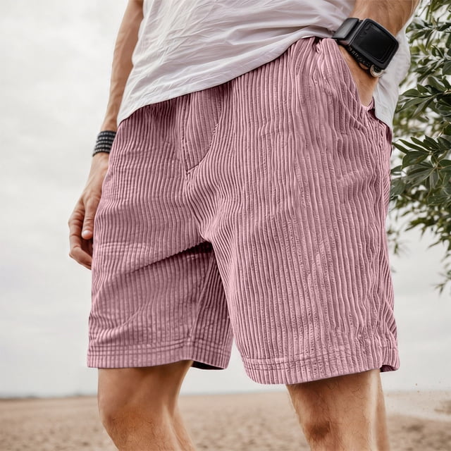 Retro Corduroy Casual Shorts with Embroidered Logo and Adjustable Drawstring for Everyday Comfort and Modern Style