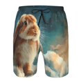 thumbnail image 3 of Sikiie Starry Sky Cloud Cute Rabbit Print Men's Beach Shorts, High Elastic Quick-drying Shorts - with Drawstring and Slip Pockets, Suitable for Beach, Sports, Vacation-Medium, 3 of 6