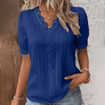 thumbnail image 2 of Women V Neck Lace Crochet Tunic Tops Summer tops for Women trendy Short Sleeve Shirts Business Dressy Work Flowy Blouses Fashion Outfits Clothes, 2 of 5