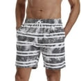 thumbnail image 6 of JIUKU Summer Shorts for Men Casual Drawstring Striped Printing Beach Shorts High Elastic Waist Baggy Vacation Shorts, 6 of 7