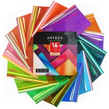 Arteza Self Adhesive Vinyl, Holographic, Assorted Tones, 12"x12" - 16 Pack