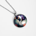 thumbnail image 4 of Swan Glass Design Circular Pendant Women's Necklace, 4 of 5