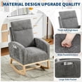 thumbnail image 5 of Modern Nursery Chair,Rocking Chair with High Backrest Armchair,PU Glider Accent Reading Chairs Padded Seat for Living Room,Bedroom,Dark Grey, 5 of 7