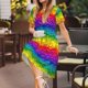 thumbnail image 3 of Disketp Bright Rainbow para Vestido de Manga Corta para Mujeres, Vestidos de Verano para Mujeres, Casual y Holgado para la Playa, 3 of 6