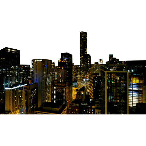H13713 Chicago Night Light Skyline Cardboard Cutout Standee Standup