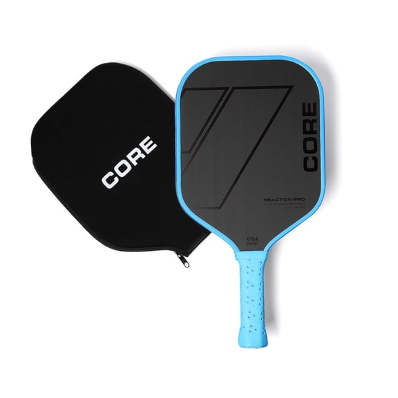 CORE Reaction Pro Carbon Fiber Pickleball Paddle with Cover 16mm - USAPA Approved - Single Pickle Ball Paddle for Indoor or Outdoor Play, Pro Style Design for Competitive Pickleball Players - Blue