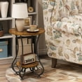 thumbnail image 5 of Side Table,Small Round End Table with Lower Shelf for Small Spaces, Portable Couch Sofa Coffee Table,Bedside Nightstand Table with Metal Frame,Retro Accent Drink Table for Living Room Bedroom Balcony, 5 of 15