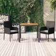 thumbnail image 1 of vidaXL 3 Piece Garden Dining Set with Cushions Black Poly Rattan, 1 of 5