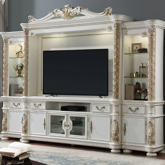 ACME Vendome Transitional Wood Entertainment Center in Antique Pearl