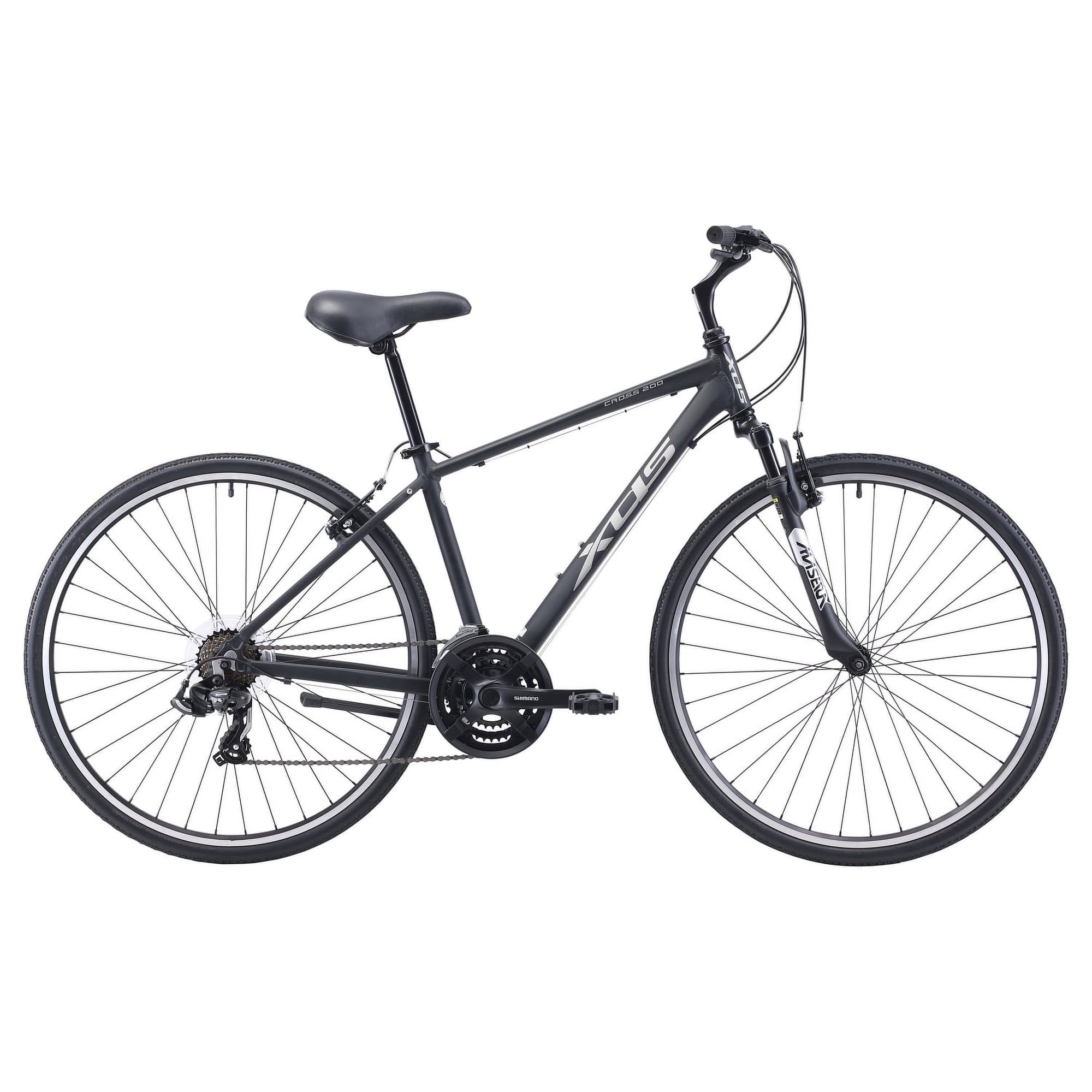 XDS Cross 200 21sp, Men's 700C Hybrid City Commuter Bike, Color: Matt Black, Frame Size: 15"