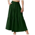 thumbnail image 3 of Jinhong Womens Maxi Skirt Summer Boho Long Flowy Skirts Elastic High Waist A-Line Tiered Skirts 2026 Casual Beach Vacation Clothes Green,XXL, 3 of 7