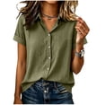 thumbnail image 6 of Women's Short Sleeve Button Down Shirt Casual Stretch Blouse with Collar, 6 of 6
