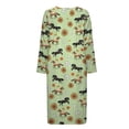 thumbnail image 4 of Yuyamidu Horse Long Sleeve Robes for Women Sunflower Crewneck Loungewear Casual Ladies Bathrobe Sleepwear Green Mid-Length Night Robe Size S Comfy Zipper Front Housecoat, 4 of 7