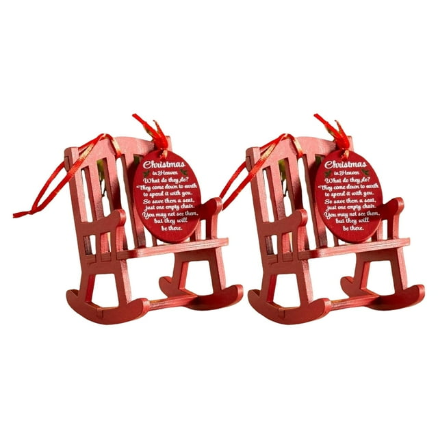 2x Christmas Rocking Chair Wood Ornament with Tag Sign for Anniversary Party Yuyangstore Monumento mecedor