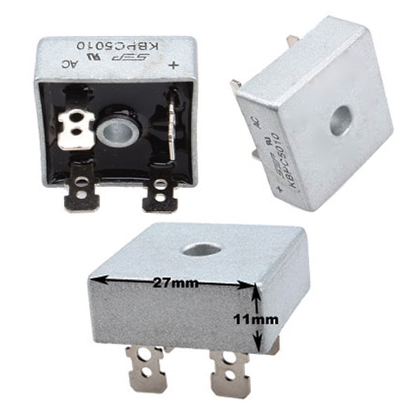 1pc KBPC5010 Caja de metal 50A 1000V Puente rectificador de diodo Plata Ndcxsfigh nuevos