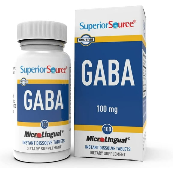 Superior Source GABA (Gamma-Aminobutyric Acid) 100 mg 100 Sublingual Tablet