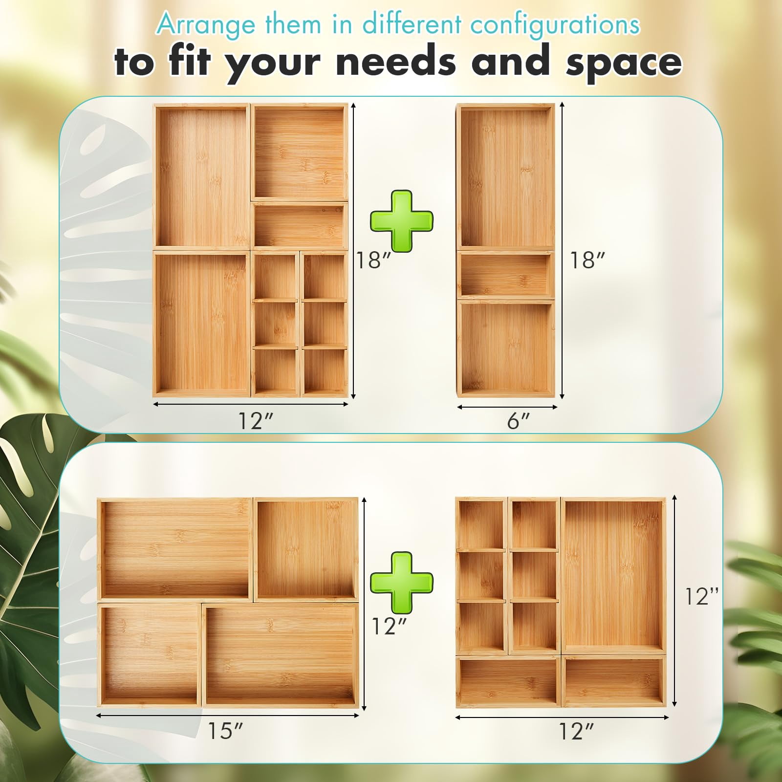 Drawer Organizer  Set Of 9 Wood Kitchen Makeup Desk Junk Tea Storage Boxes Bins For Cutlery Silverware Utensils Flatware Small Wooden Container Tray Bathroom Office