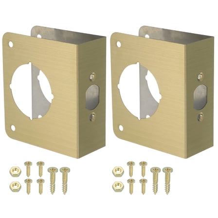 Uxcell Door Reinforcement Plate for 1-3/8" Thick Door and 4-1/2" Size Knob Lock 1-3/4"; 4-1/2" Gold
