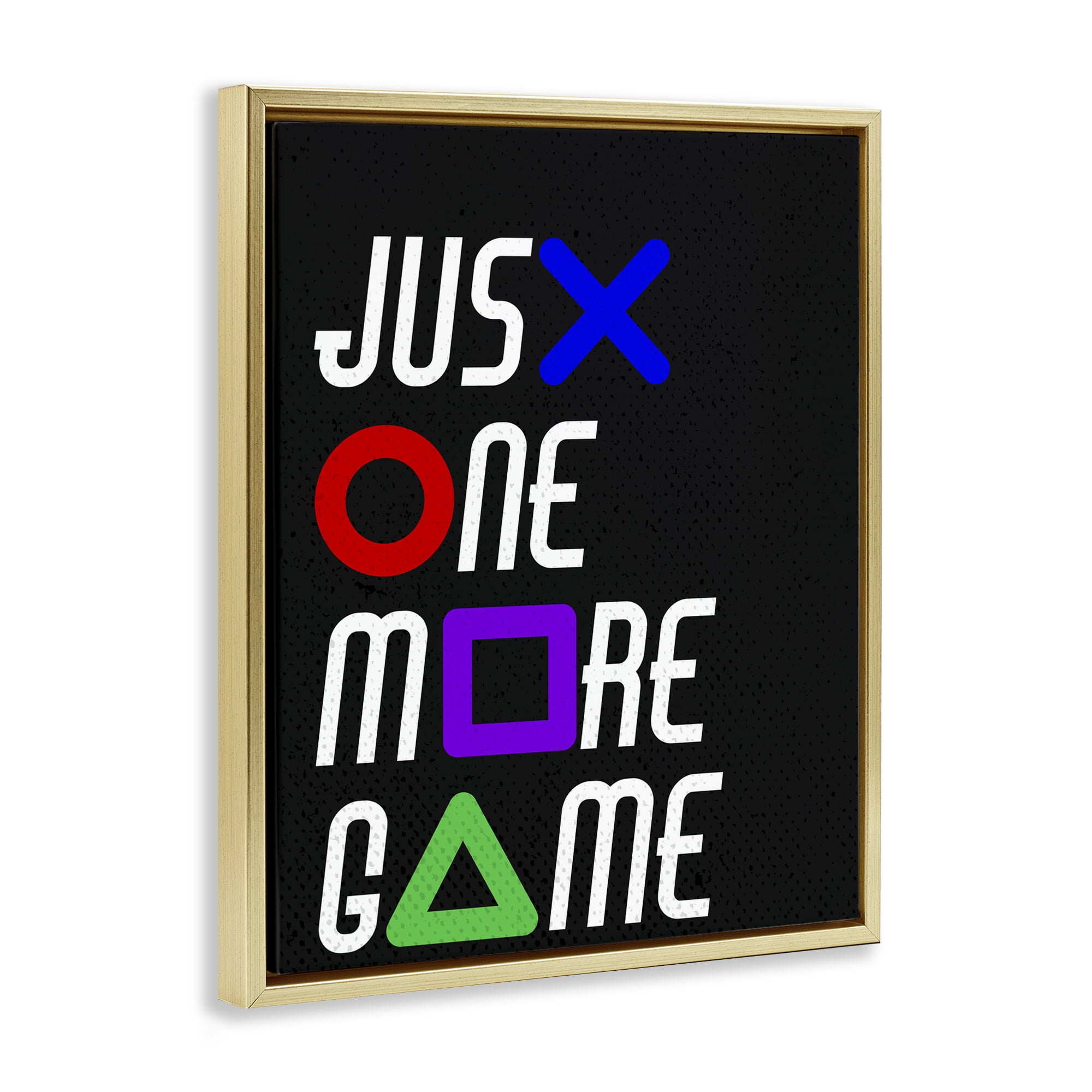 One More Game with Symbols Gold Framed Floater Canvas Wall Art, design by Kim Allen