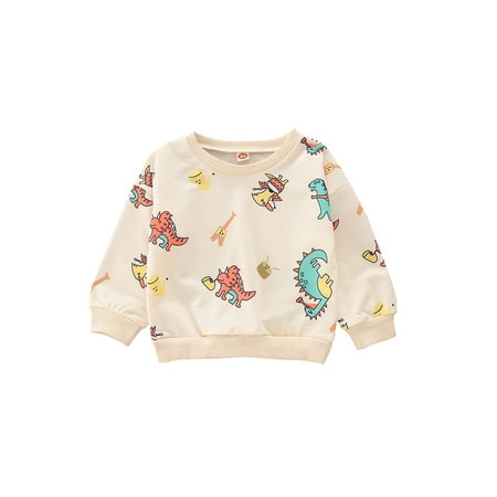 

Pudcoco Baby Dinosaur Sweatshirts Long Sleeve Round Collar Tops