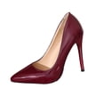 thumbnail image 2 of Miluxas Women's Patent Leather High Heel Stiletto Pointed Toe Pumps Closed Toe Shoes Wine 6.5(38), 2 of 9