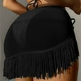 thumbnail image 6 of Swimsuit Coverup for Women Ruffle Trim Sheer Beach Skirt Lace Up Skirt Beach Wrap Bikini Shiny Wraps Swimwear Mesh Drawstring Skirt Bathing Suits, 6 of 7