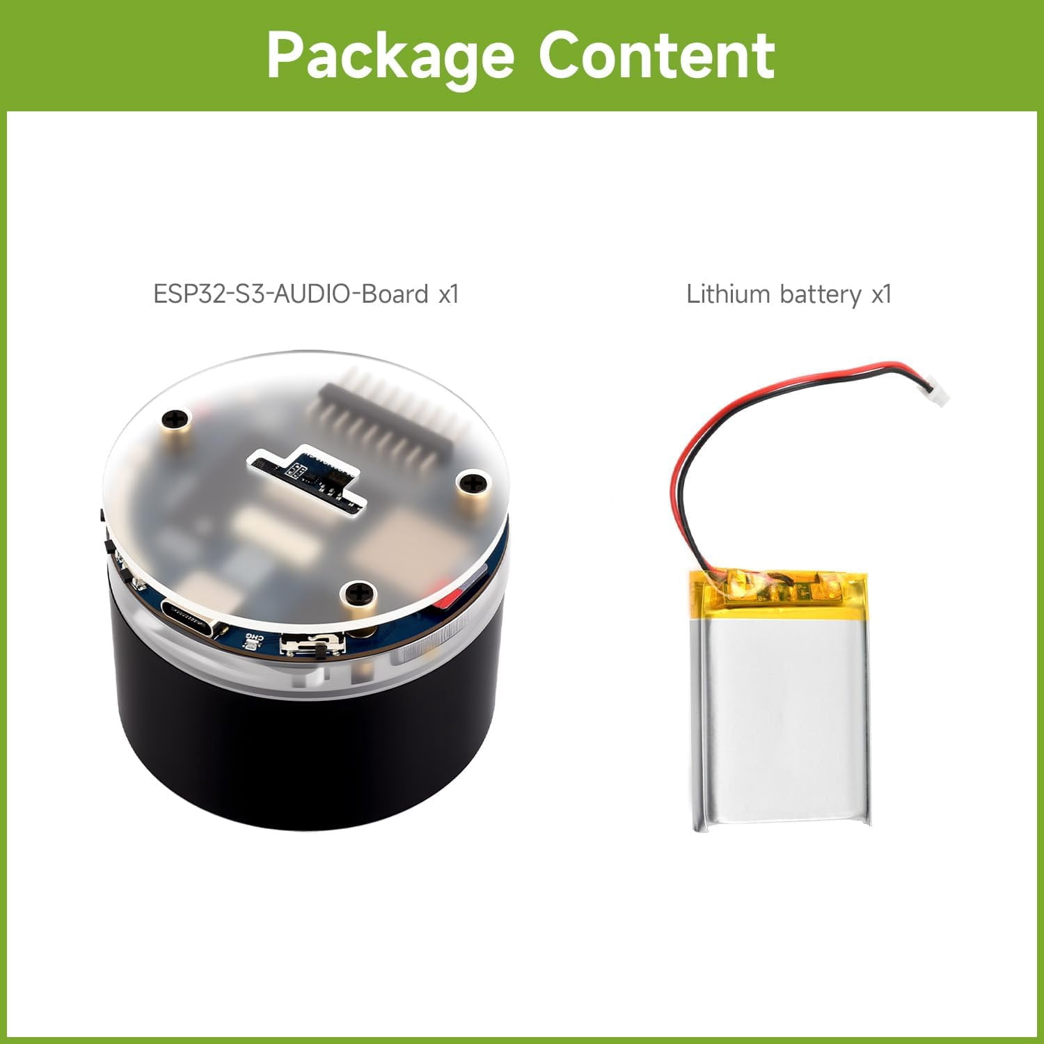ESP32-S3 AI Smart Speaker Development Board, Dual Microphones, Noise Reduction, RGB Lighting, External Display & Camera Support, with 3.7V MX1.25 Lithium BAT
