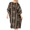 thumbnail image 2 of Sakkas Trina Women's Casual Loose Beach Poncho Caftan Dress Cover-up Many Print - KAF1016 BlackGold - One Size, 2 of 5