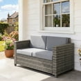thumbnail image 2 of Outsunny 2 Seat Patio Loveseat Deluxe Wicker Sofa Chair, Grey, 2 of 10
