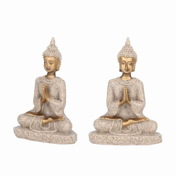 Meditating Seated Buddha Statue Carving Figurine Craft for Home Decoration Ornament (A Gold)