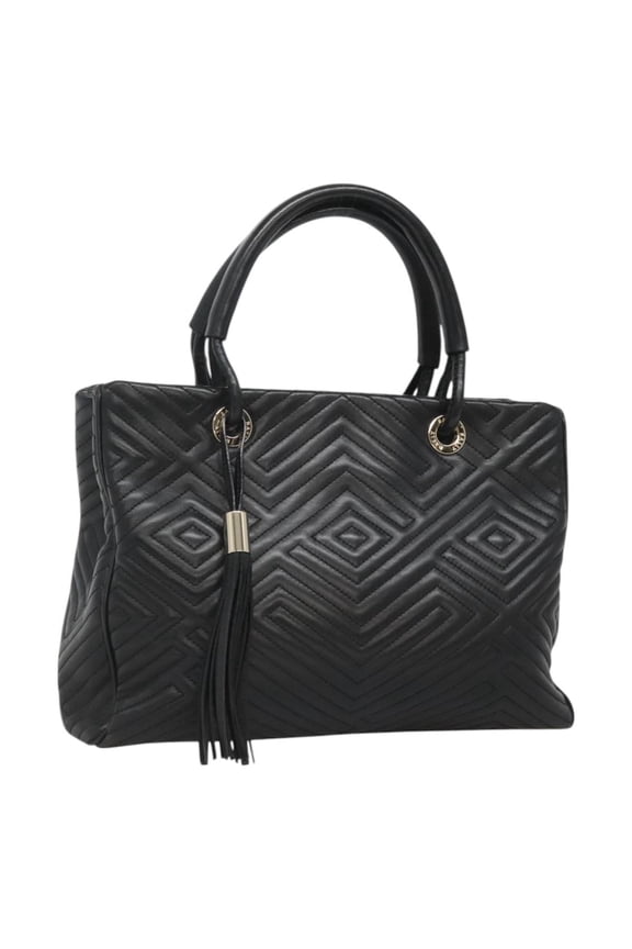 Pre-Owned Bally Vintage Handbag Quilted Leather Black Leather Handbag