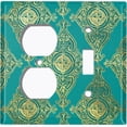 thumbnail image 4 of Metal Light Switch Plate Cover Elegant Green Yellow Damask DAM087, 4 of 13