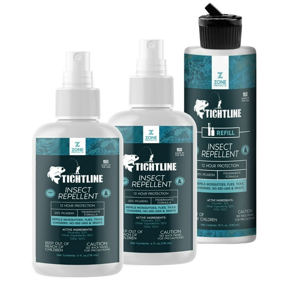 Zone Protects Tightline Picaridin Insect Repellent; Fisherman's Formula; 12-hr Protection Against Mosquitoes, Gnats, Flies and No-Seeums.  Unscented
