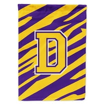 Monogram - Tiger Stripe - Purple Gold Letter D Monogram Initial Flag House Size
