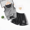 thumbnail image 2 of NIEWTR Toddler Sweatsuit Sets 0-24M 2T 3T 4T 5T Toddler Baby Boys Clothes Set Quick Dry Short Sleeve T-Shirt and Shorts Summer 2 PCS Outfit(B-Grey,3-4 Years), 2 of 4